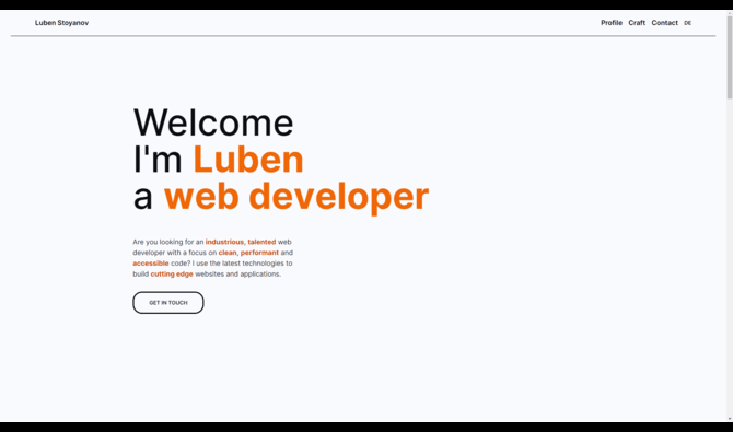 Screenshot of my first portfolio website.